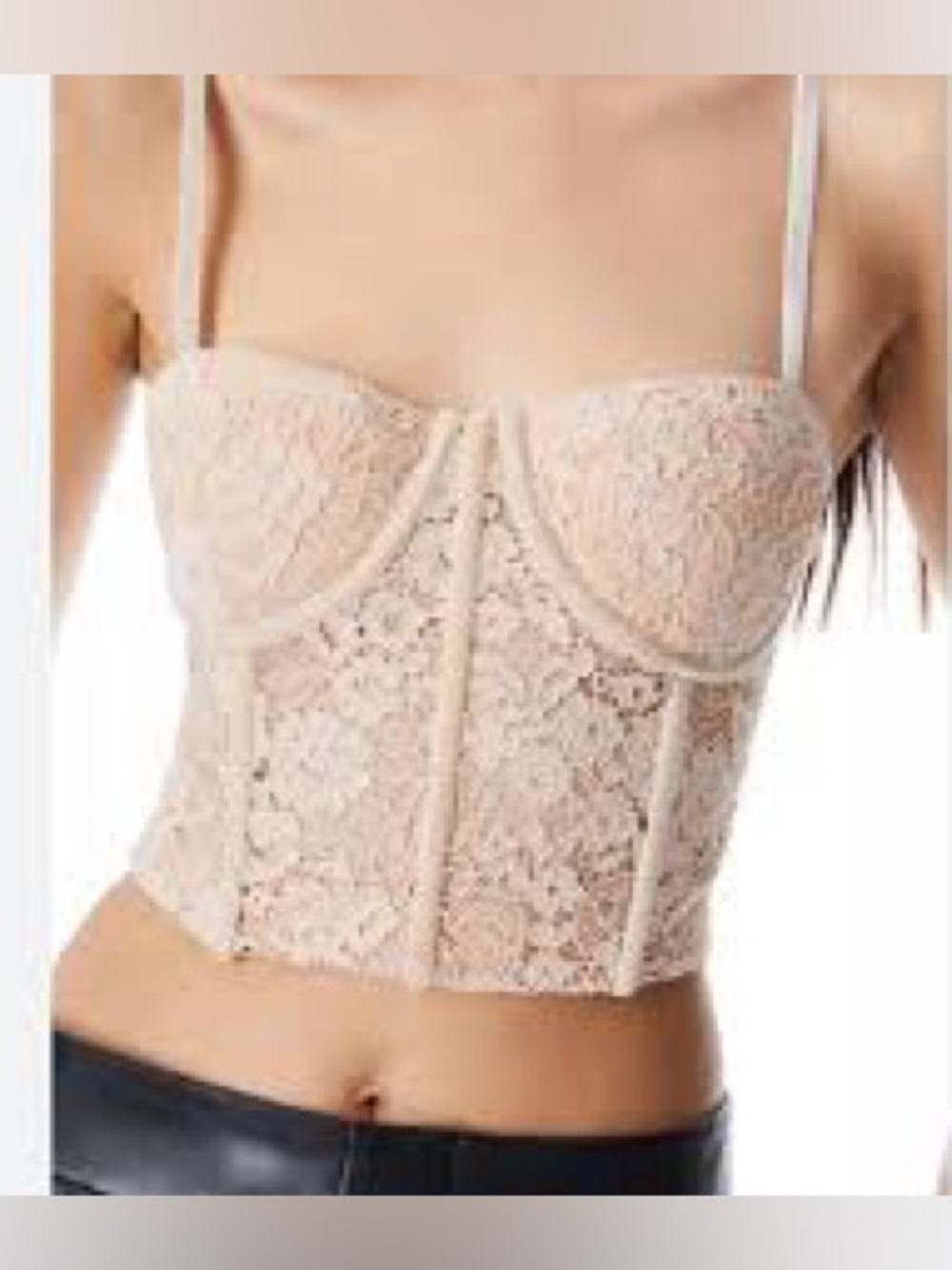 Alice+Olivia nude lace crop top sz 8